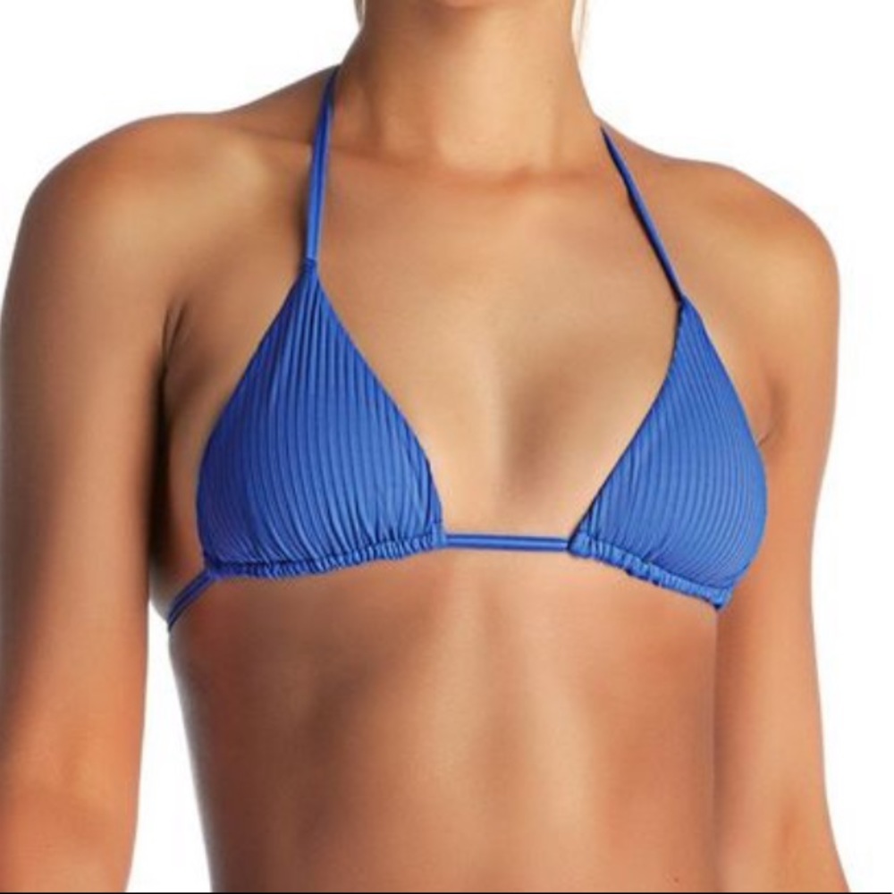 Vitamin A Ribbed Triangle Bikini Top in Royal Blue